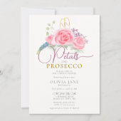 花びらプロセッコバラ金ゴールドフルテスブライダルシャワー 招待状 (正面)