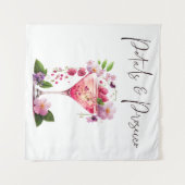 花びらプロセッコピンクフローラブライダルシャワー歓迎 タペストリー (正面(横))