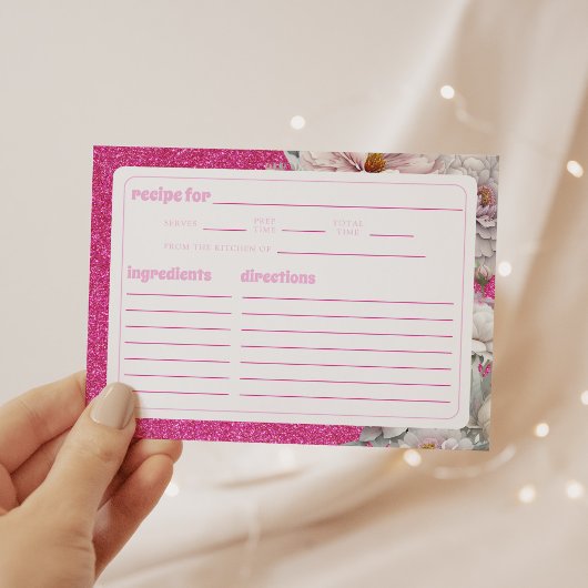 花びらプロセッコフローラアーチブライダルシャワーレシピ ノートカード