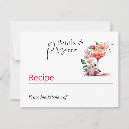 花びらプロセッコフローラブライダルシャワーブランチレシピ ノートカード (正面)