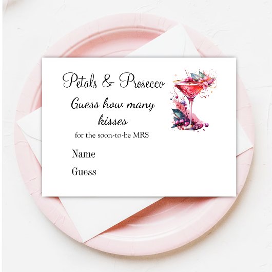 花びらプロセッコフローラ結婚ブライダルシャワーのゲーム エンクロージャーカード