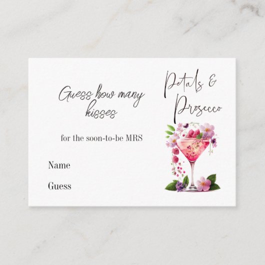 花びらプロセッコフローラ結婚ブライダルシャワーのゲーム エンクロージャーカード (正面)