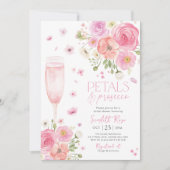 花びらプロセッコブライダルシャワーラブイン開花パープル 招待状 (正面)