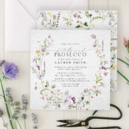花びらプロセッコラベンダーワイルドフラワーブライダルシャワー 招待状