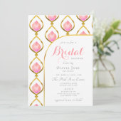 花びらプロセッコ金ゴールドデコパターンブライダルシャワー 招待状 (スタンド正面)