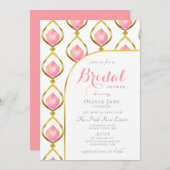 花びらプロセッコ金ゴールドデコパターンブライダルシャワー 招待状 (正面/裏面)