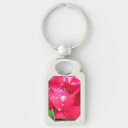 花びらメタルキーチェーン上の液滴 キーホルダー (正面)