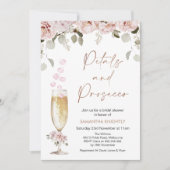 花びら及びプロセッコフローラ及びガラスブライダルシャワー 招待状 (正面)