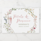 花びら及びプロセ結婚スコブライダルシャワー スパークリングワインラベル (シングルラベル)