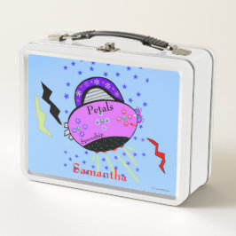 花びら宇宙船ピンク紫の花 メタルランチボックス