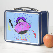 花びら宇宙船ピンク紫の花 メタルランチボックス (インサイチュ)