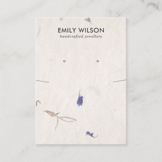 花びら手作り紙ネックレスイヤリングディスプレイ 名刺 (正面)