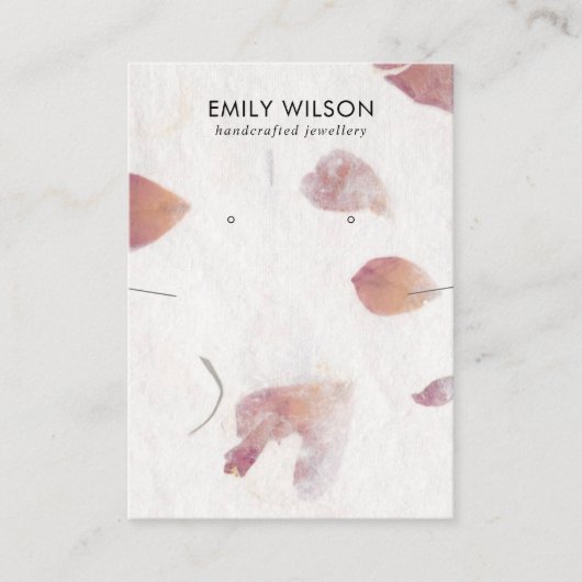 花びら手作り紙ネックレスイヤリングディスプレイ 名刺 (正面)