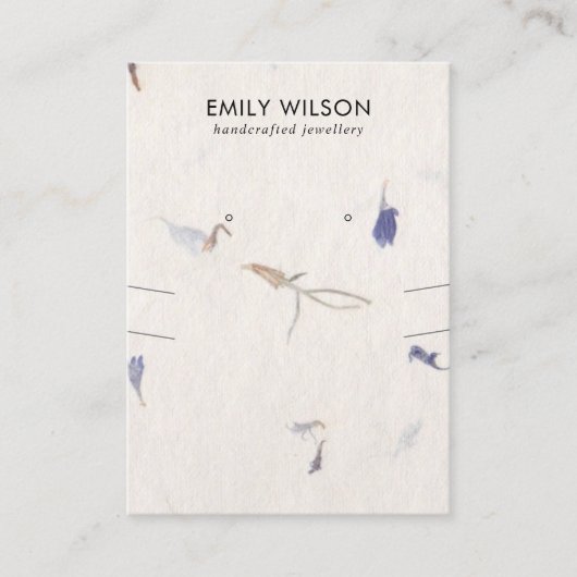 花びら手作り紙ネックレスイヤリングディスプレイ 名刺 (正面)