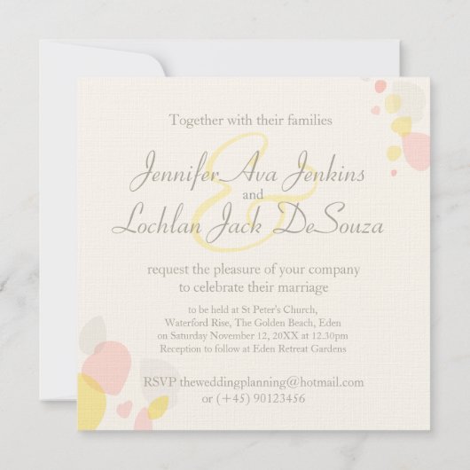 花びら紙吹雪フラワースクエアウェディング招待状 招待状 (裏面)