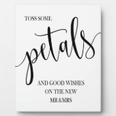 花びら結婚の看板イーゼル付き卓上板飾り フォトプラーク (正面)
