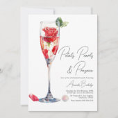花びら、パール＆プロセッコ　バチェロレッテパーティー 招待状 (正面)