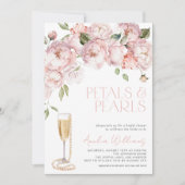 花びら&ピアスモダンピンクフローラブライダルシャワー 招待状 (正面)