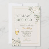 花びら&プロセッコアイボリー花びらブライダルシャワー 招待状 (正面)
