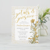 花びら&プロセッコイエローブライダルシャワー招待 招待状 (スタンド正面)