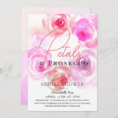 花びら&プロセッコウォーターカラーバラブライダルシャワー 招待状 (正面/裏面)
