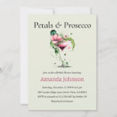 花びら&プロセッコグリーンリーフラワーズブライダルシャワー 招待状 (正面)