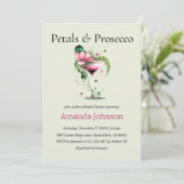 花びら&プロセッコグリーンリーフラワーズブライダルシャワー 招待状 (スタンド正面)