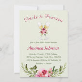 花びら&プロセッコグリーンリーフローラブライダルシャワー 招待状 (正面)