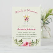 花びら&プロセッコグリーンリーフローラブライダルシャワー 招待状 (スタンド正面)