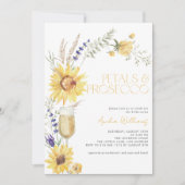 花びら&プロセッコサンフラワーラベンダーブライダルシャワー 招待状 (正面)