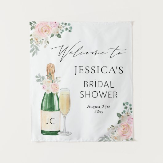 花びら&プロセッコシャンパンウェルカムサイン タペストリー (正面)