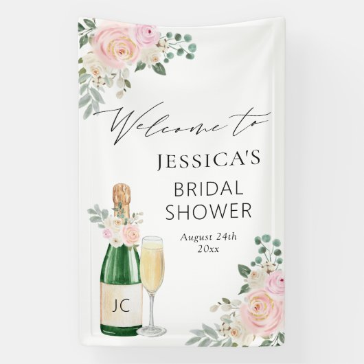 花びら&プロセッコシャンパンウェルカムサイン 横断幕 (縦)