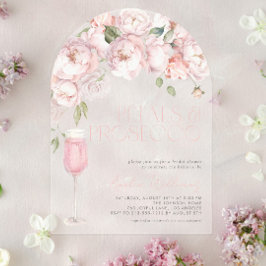花びら&プロセッコピモダンンクフローラブライダルシャワー アクリル招待状