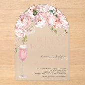 花びら&プロセッコピモダンンクフローラブライダルシャワー アクリル招待状 (正面)