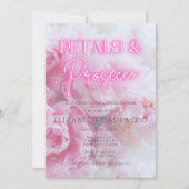 花びら&プロセッコピンクネオンフローラブライダルシャワー 招待状 (正面)