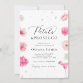 花びら&プロセッコピンクフローラガーデンブライダルシャワー 招待状 (正面)