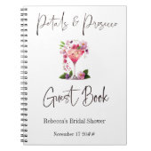 花びら&プロセッコピンクフローラブライダルシャワーゲスト ノートブック (正面)