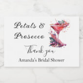 花びら&プロセッコピンクフローラブライダルシャワー スパークリングワインラベル (シングルラベル)