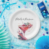 花びら&プロセッコピンクフローラブライダルシャワー ペーパープレート (パーティー)