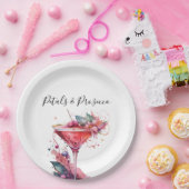 花びら&プロセッコピンクフローラブライダルシャワー ペーパープレート (パーティー)