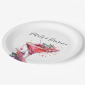 花びら&プロセッコピンクフローラブライダルシャワー ペーパープレート (アングル)