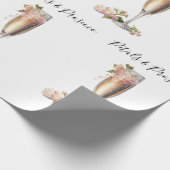 花びら&プロセッコピンクフローラブライダルシャワー ラッピングペーパー (角)