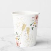 花びら&プロセッコピンクフローラ金ゴールドブライダルシャワー 紙コップ (裏面)