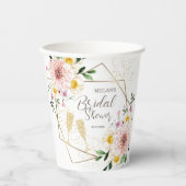 花びら&プロセッコピンクフローラ金ゴールドブライダルシャワー 紙コップ (正面)