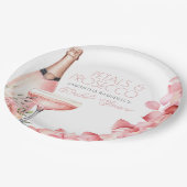 花びら&プロセッコピンクブライダルシャワー ペーパープレート (アングル)
