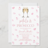花びら&プロセッコピンクローズ花びらブライダルシャワー 招待状 (正面)