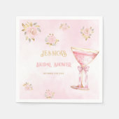 花びら&プロセッコピンク金ゴールドブライダルシャワー スタンダードカクテルナプキン (正面)
