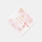 花びら&プロセッコピンク金ゴールドブライダルシャワー スタンダードカクテルナプキン (角)
