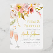 花びら&プロセッコフォイルフローラブライダルシャワー 箔招待状 (正面)