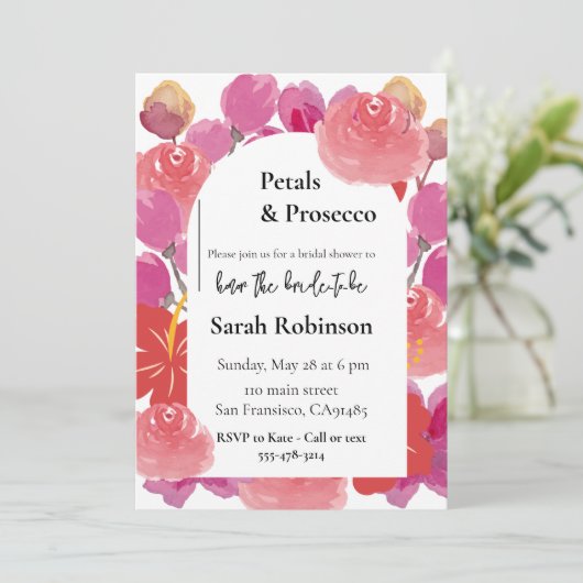 花びら&プロセッコフローラアーチサマーブライダルシャワー 招待状 (スタンド正面)